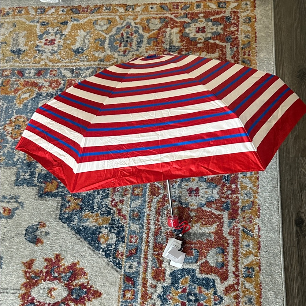 Coach Red and Blue Striped Umbrella - Picture 11 of 13